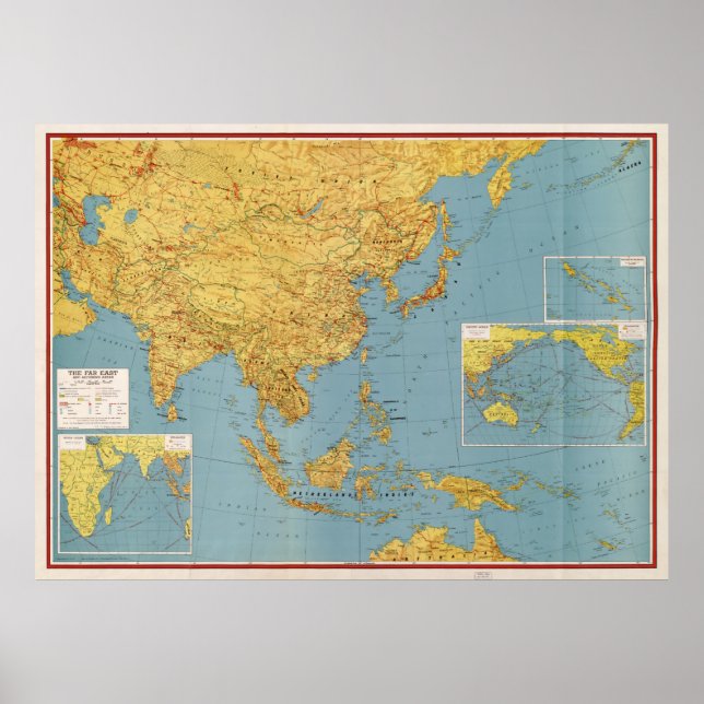 Póster El Lejano Oriente y las zonas adyacentes (Mapa 194 (Frente)
