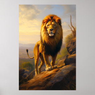 Póster El león al atardecer