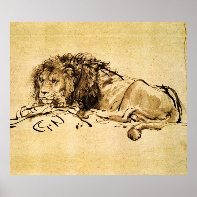 Póster EL LEÓN DEL CABO MENTIDO, por Rembrandt Sepia, Bla (Frente)