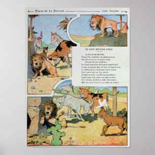 Póster El león del envejecimiento, de las fábulas
