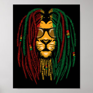 Póster El león reggae bloquea el gato salvaje rasta Áfric