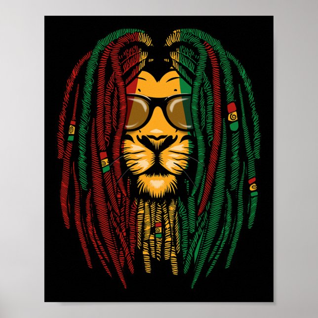 Póster El león reggae bloquea el gato salvaje rasta Áfric (Frente)