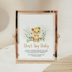Póster El león verde Baby Shower no dice bebé