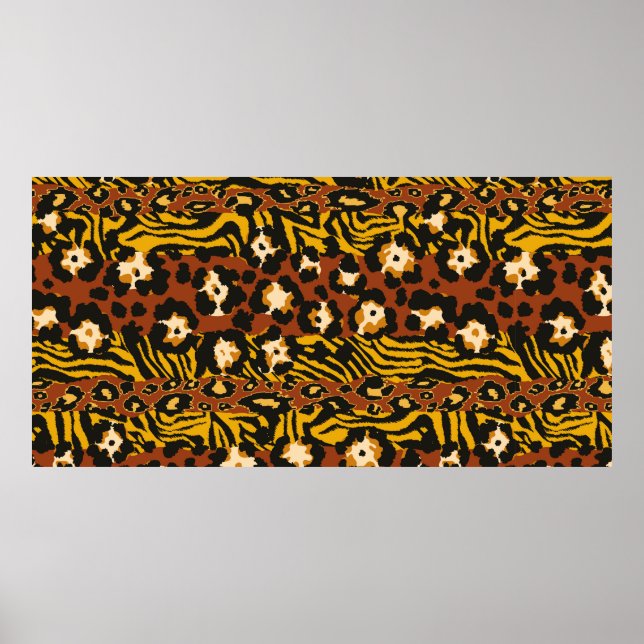 Póster El leopardo de animales salvajes y las pieles de t (Frente)