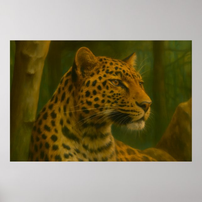Póster El leopardo en el bosque (Frente)
