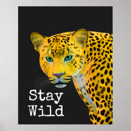 Póster El leopardo inspirador permanece salvaje negro