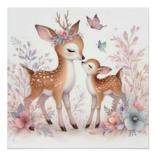 Póster El libro de cuentos Woodland Babies Deer Love