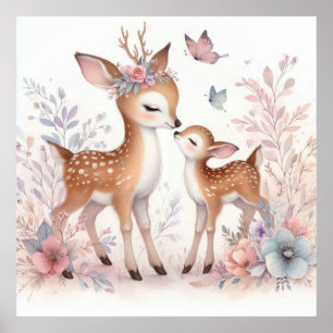 Póster El libro de cuentos Woodland Babies Deer Love
