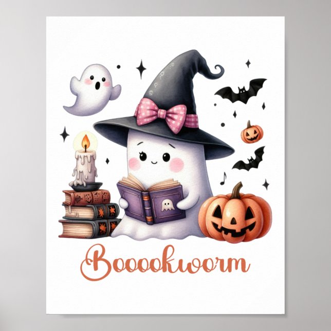 Póster El libro de lectura fantasma Coquette Bow Hallowee (Frente)