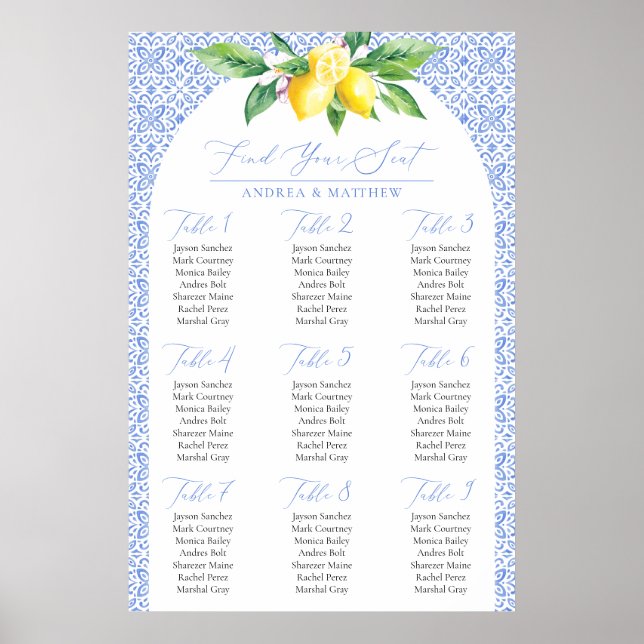 Póster El limón azul italiano Positano encuentra su asien (Frente)