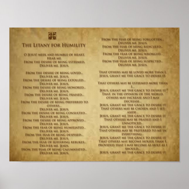 Póster El Litany por la Humildad. (Frente)