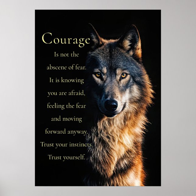 Póster El lobo Inspirador motivacional (Frente)