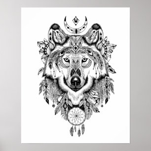 Póster El lobo monocromo