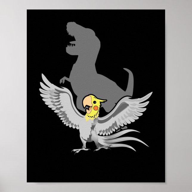 Póster El loro chillón Birb Memes divertidos T-Rex Cockat (Frente)
