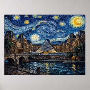 Póster El Louvre bajo un cielo de Van Gogh — París despué