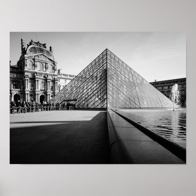 Póster El Louvre en BW (Frente)
