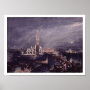 Póster El lugar de St Mark, Venecia (claro de luna)