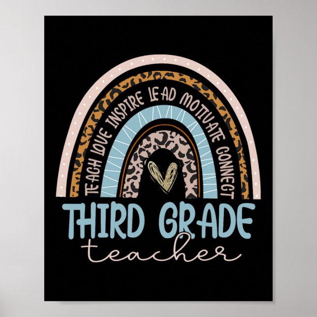 Póster El maestro de grado Leopard Boho vuelve al colegio (Frente)