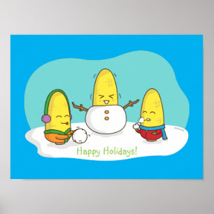 Póster El maíz graciosamente lindo del navidad construye