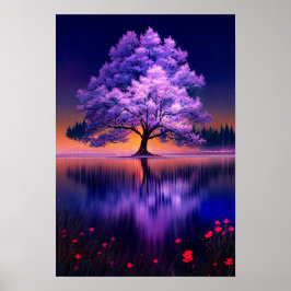 Póster El majestuoso árbol en el calmo