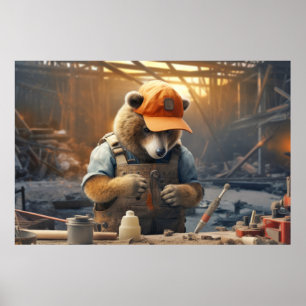 Póster El maniquí del trabajo divertido con animales de o