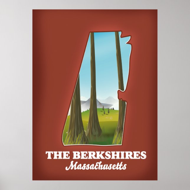 Póster El mapa de Berkshires Massachusetts (Frente)