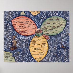 PÓSTER EL MAPA DE LA HOJA DEL TRÉBOL DEL EMPAVESADO DE