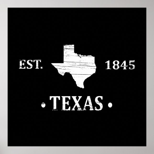 Póster El mapa de Texas muestra el estado de la estrella  (Frente)