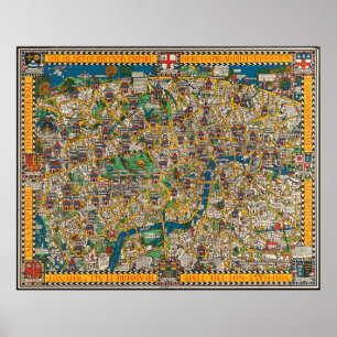 Póster El mapa de Wonderground de la ciudad de Londres