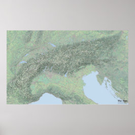 Póster El mapa del paisaje de los Alpes