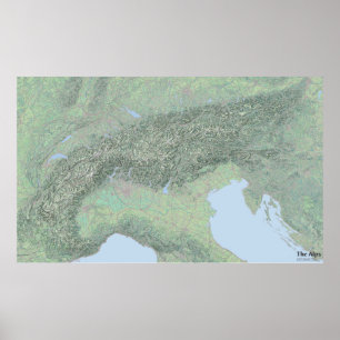 Póster El mapa del paisaje de los Alpes