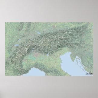 Póster El mapa del paisaje de los Alpes