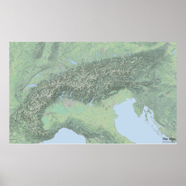 Póster El mapa del paisaje de los Alpes (Frente)