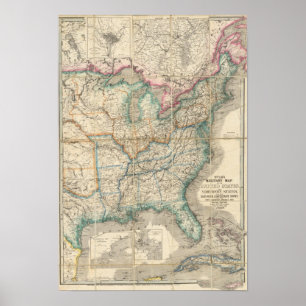 Póster El mapa militar de Wyld de los Estados Unidos
