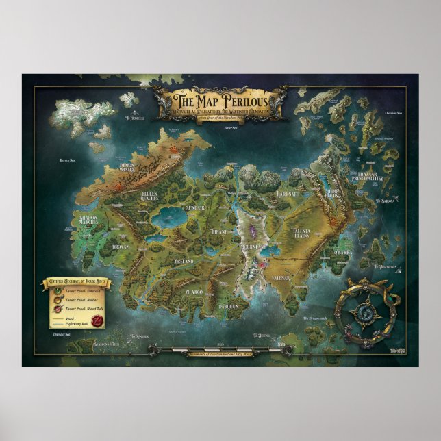 Póster El Mapa Peligroso Khorvaire - Mapa Mundial de Eber (Frente)