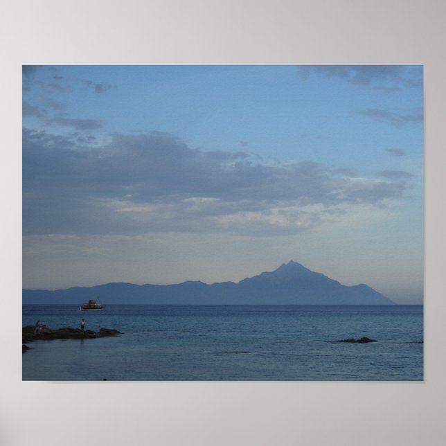 Póster El mar azul y el cielo en el Poster griego (Frente)