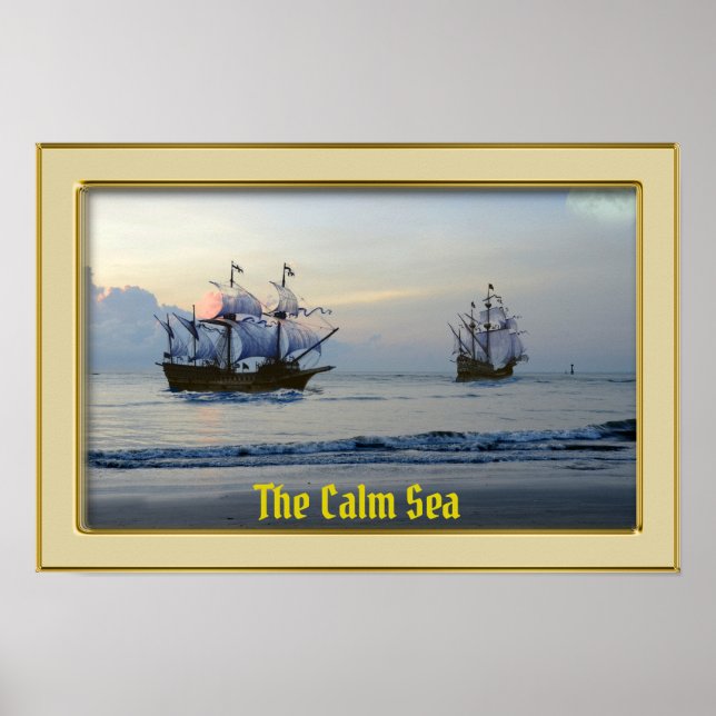 Póster El Mar Calmo - Galeones a la Vela (Frente)