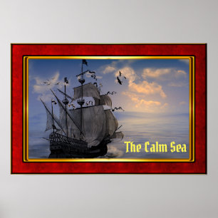 Póster El mar en calma - Galleón en vela