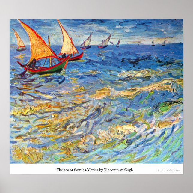 Póster El mar en Saintes-Maries por Vincent van Gogh (Frente)