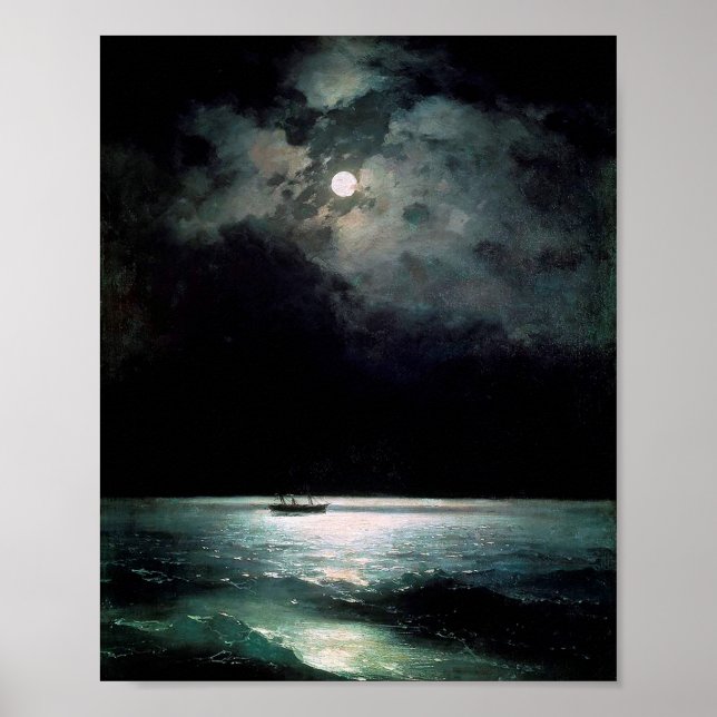 Póster El Mar Negro de noche, por Ivan Aivazovsky (Frente)