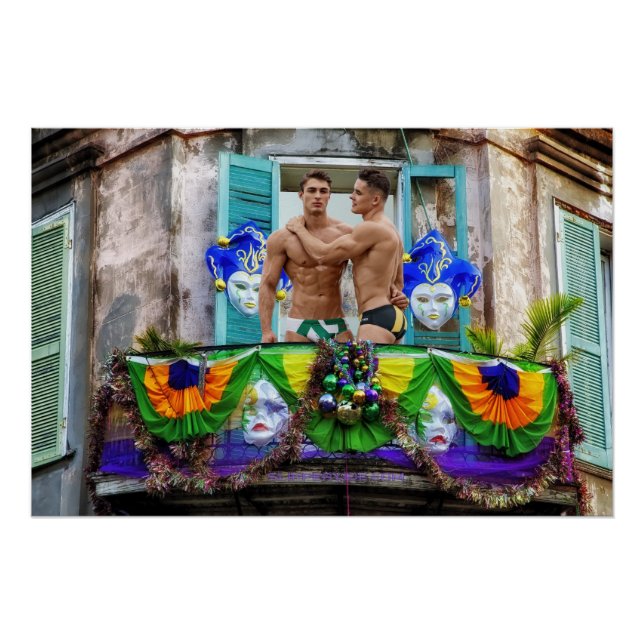 Póster El Mardi Gras de SlipperyJoe Hombres Púrpura de co (Anverso)