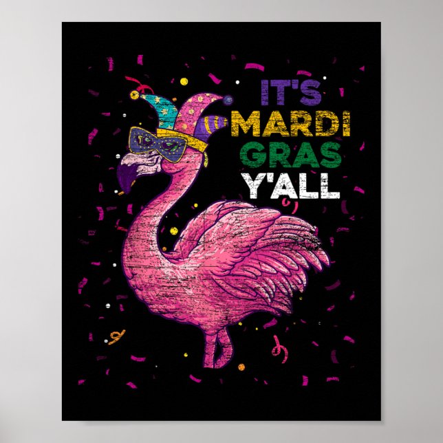 Póster El Mardi Gras Yall Flamingo (Frente)