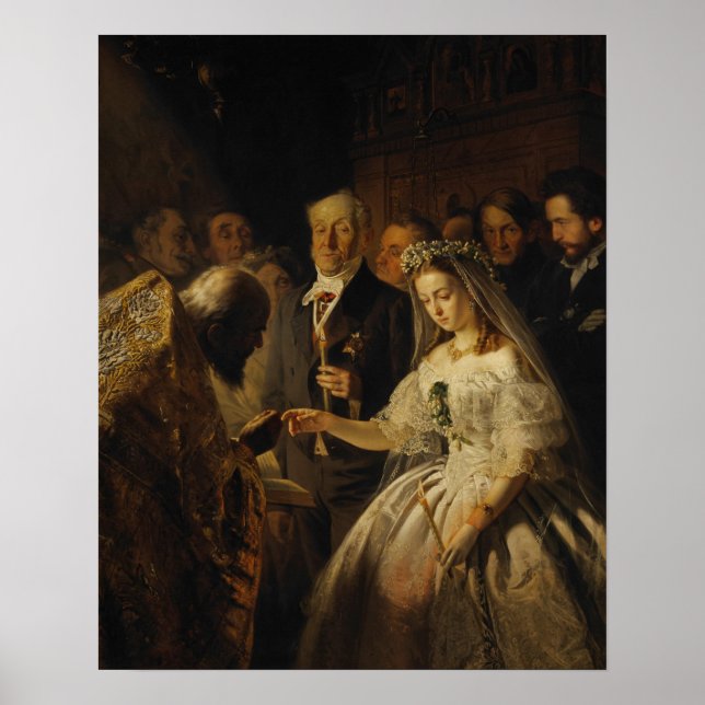 Póster El matrimonio desigual (1862) de Vasily Pukirev (Frente)