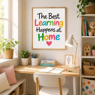 Póster El Mejor Aprendizaje Ocurre en Casa Colorido