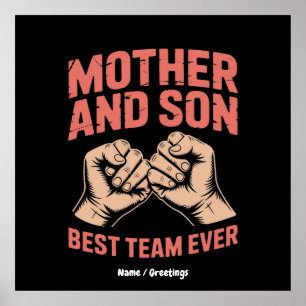 Póster El mejor equipo de madre e hijo feliz día de la ma