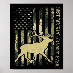 Póster El mejor Grampy Buckin' de hombre Camo bandera ame
