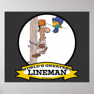 PÓSTER EL MEJOR LINEMAN DEL MUNDO HOMBRE CARICATURA