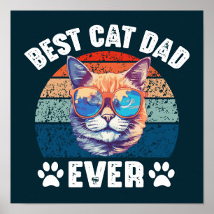 Póster El mejor padre del gato, un gatito divertido, padr