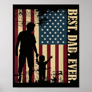 Póster El Mejor Papá Del Mundo Con Nosotros Bandera Ameri