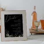 Póster El menú de bebidas del Boda negro Gold Greenery<br><div class="desc">Sumérjase en un mundo de encantamiento con nuestro poster de menú de bodas negros dorados y verdes, perfecto para su boda botánico de primavera. Decorado con eucalipto verde sabio y acentos dorados, este poster de la carta de bebidas saca partido de la elegancia y del capricho moderno. Imagínese pasear por...</div>